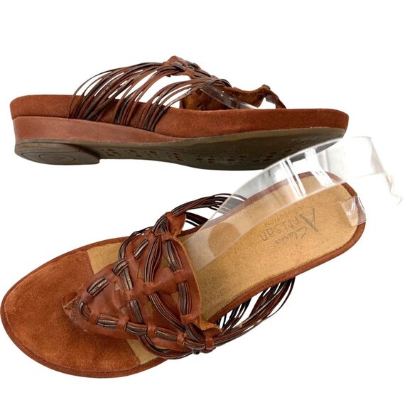 Clarks Shoes - Clarks Artisan Collection Women's Brown Leather Woven Strap Sandals Size 8.5